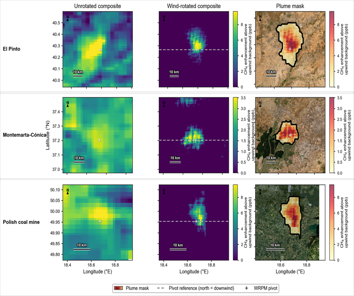 Wind-rotated Sentinel-5P methane composites for landfills in Spain and Argentina
