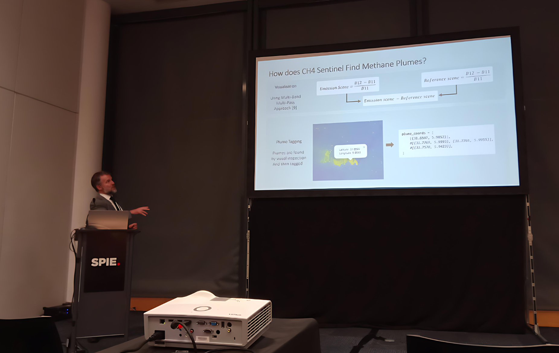 Nicholas Kinsella presenting CH4 Sentinel at SPIE Sensors + Imaging 2025